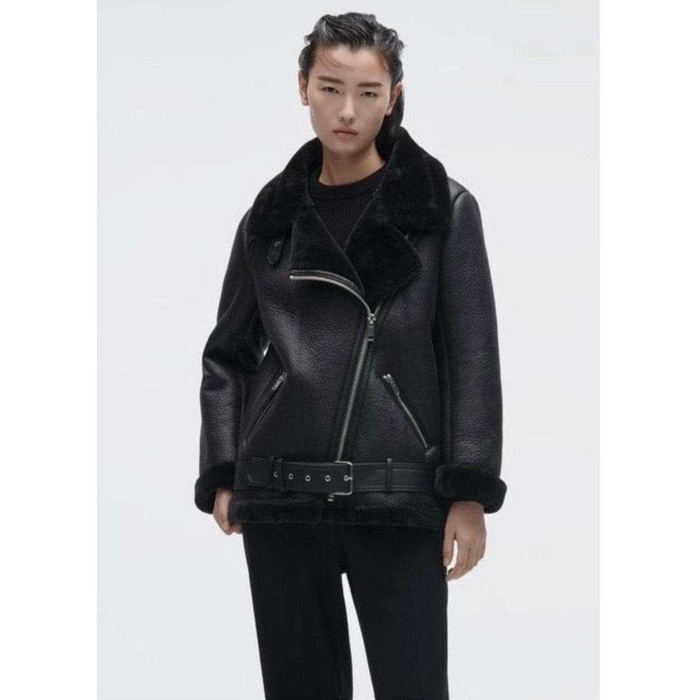 Zara Faux Fur Lined Motto Jacket